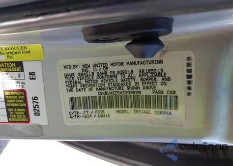 2010 Toyota Corolla Le из США, поврежденный, VIN 1NXBU4EE5AZ303628